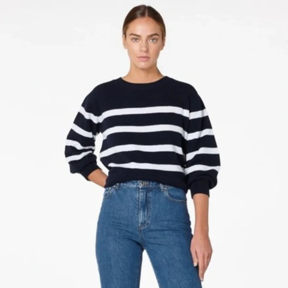 A.P.C. Lizzy Striped Woollen Jumper Crewneck Pullover Sweater Navy White XS